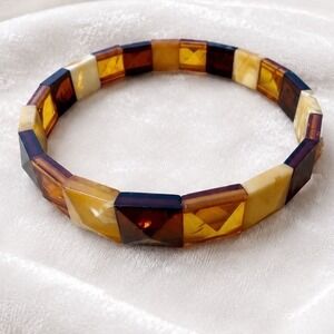 Unbranded Amber Stretch Bracelet Women OS Multicolor Excellent Faceted Geometric